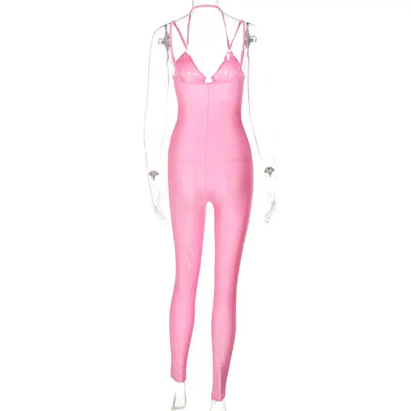 2021 Sleeveless Backless Patchwork See Through Jumpsuit Summer Women Fashion Streetwear Robe 
2021 Sleeveless Backless Patchwork See Through Jumpsuit Summer Women Fashion Streetwear Robe