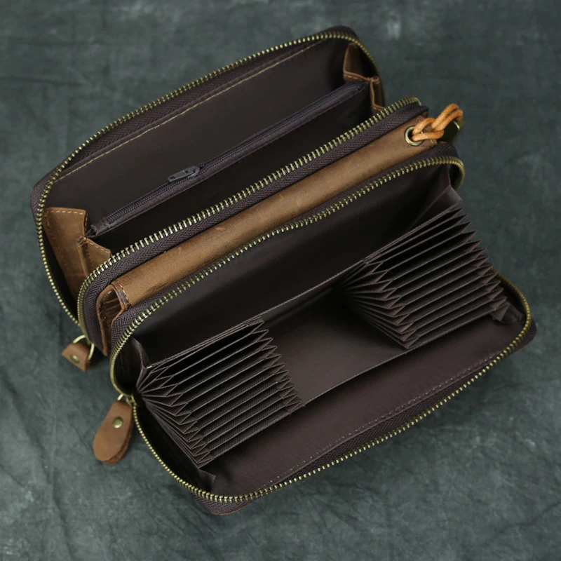 Genuine Leather Clutch Wallet For Men Male Crazy Horse Leather Cowhide Large Capacity Double Zipper Long Wallets Man Clutch Bags 
Genuine Leather Clutch Wallet For Men Male Crazy Horse Leather Cowhide Large Capacity Double Zipper Long Wallets Man Clutch Bags