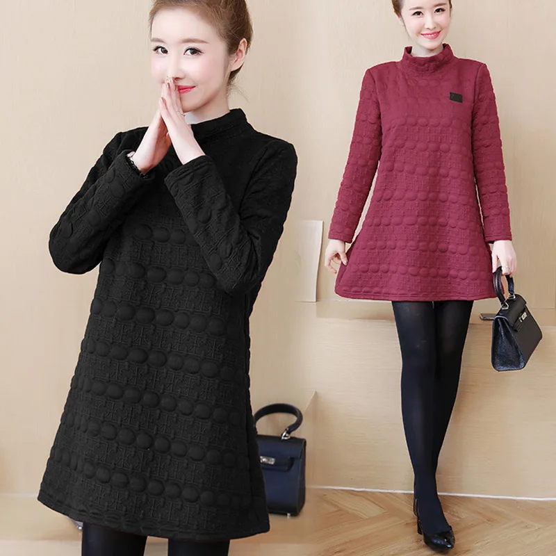 Женское зимнее платье-трапеция с длинным рукавом, свободного покроя 
Женское зимнее платье-трапеция с длинным рукавом, свободного покроя