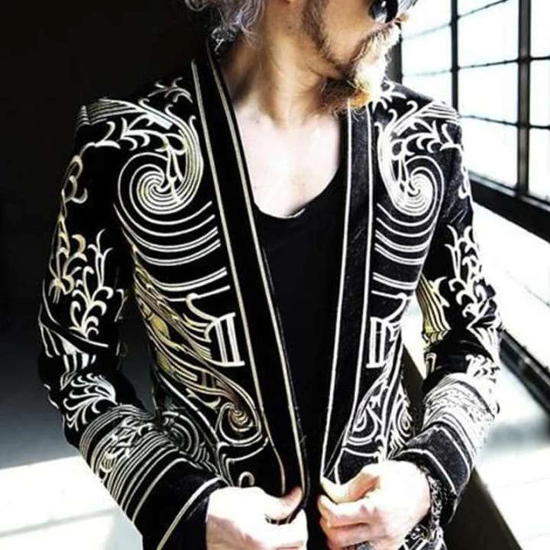 Fashion Lapel Slim Single-Breasted Outwear Retro Long Sleeve Office Casual Coats Men's New Autumn Print Geometric Pattern Jacke
Fashion Lapel Slim Single-Breasted Outwear Retro Long Sleeve Office Casual Coats Men's New Autumn Print Geometric Pattern Jacke