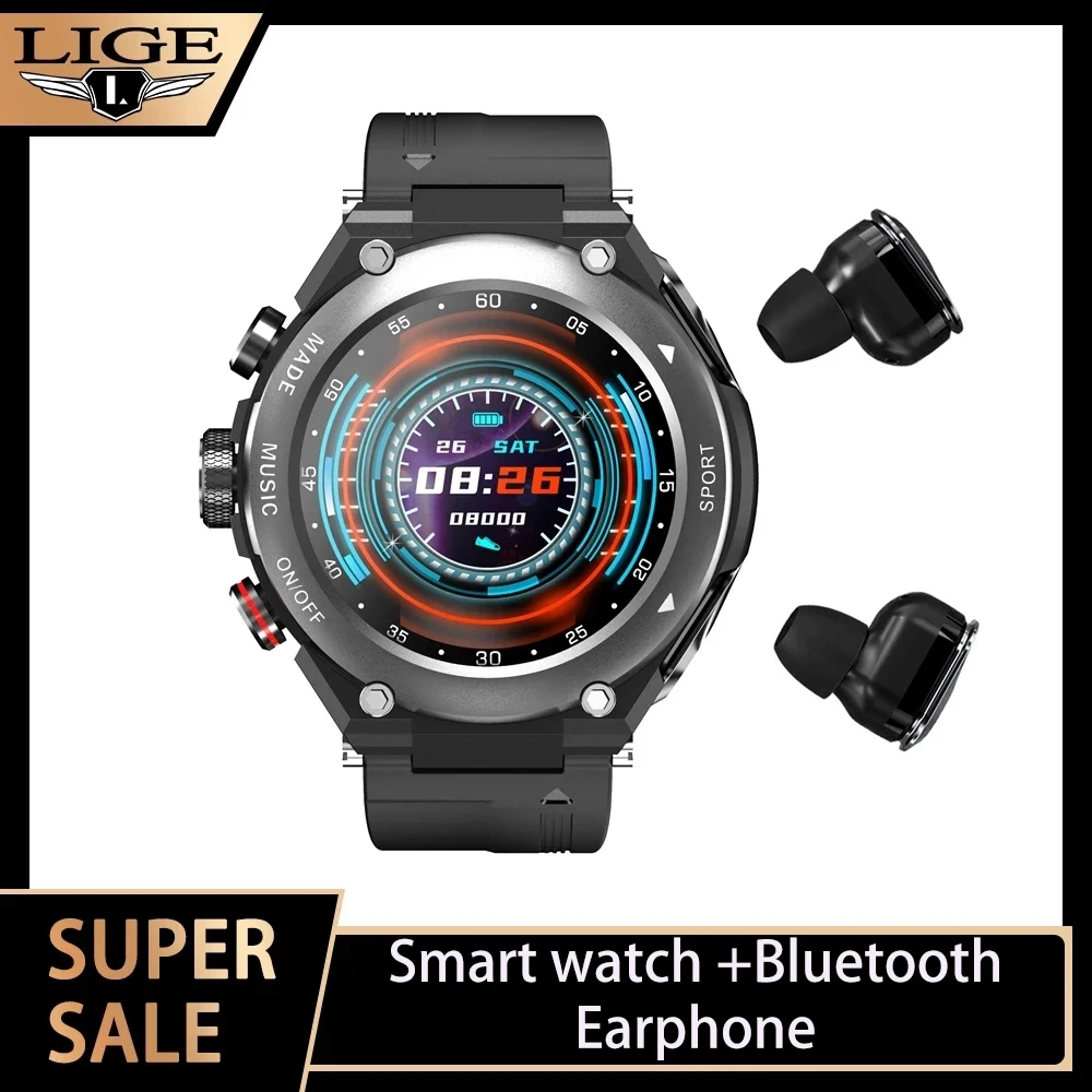 Смарт-часы LIGE мужские и женские с Bluetooth-наушниками | Электроника