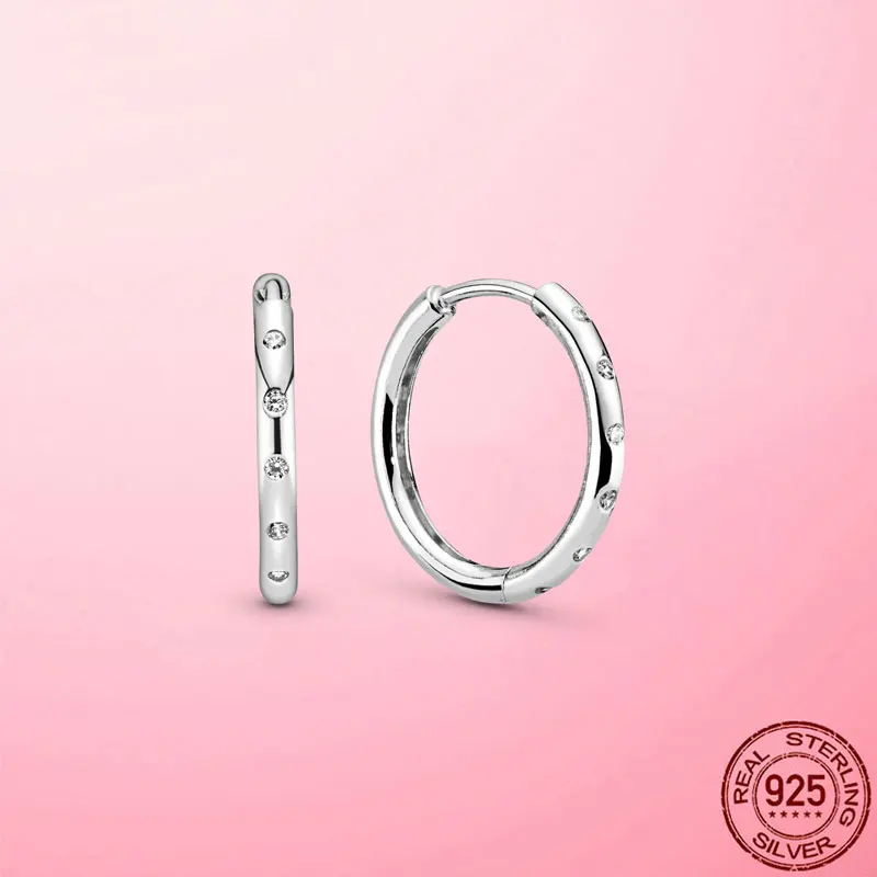 Hoop Earrings 925 Sterling Silver Classic Round Silver Hoop Earrings Authentic Clear Zircon Earrings For Women Fashion Jewelry
Hoop Earrings 925 Sterling Silver Classic Round Silver Hoop Earrings Authentic Clear Zircon Earrings For Women Fashion Jewelry