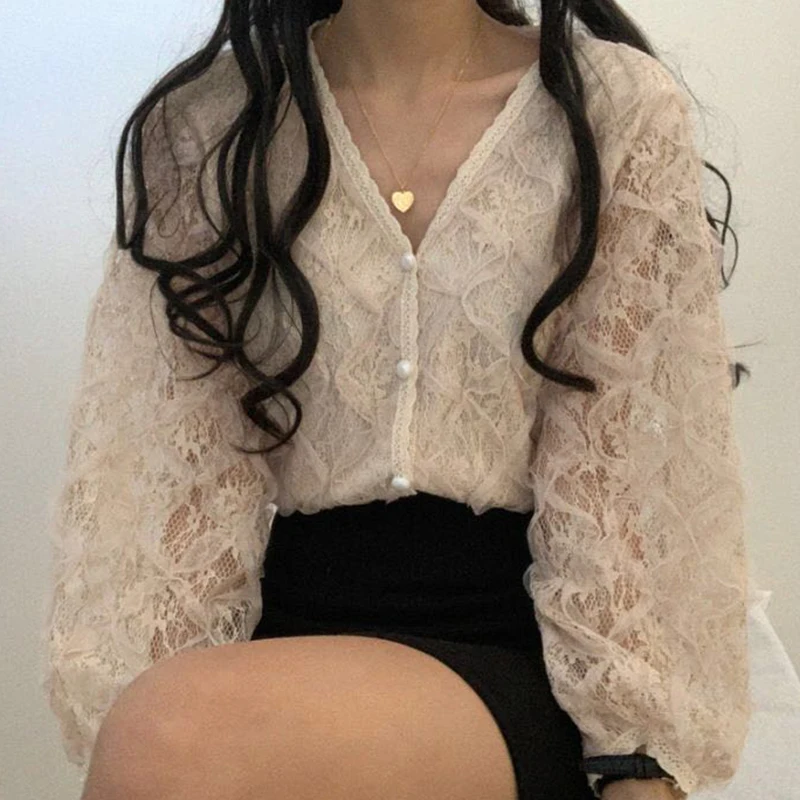 Spring and Autumn Wild V-neck Single-Breasted Heavy Lace Design Deng Long Sleeve Chiffon Shirt Jacket Womens Tops and Blouses
Spring and Autumn Wild V-neck Single-Breasted Heavy Lace Design Deng Long Sleeve Chiffon Shirt Jacket Womens Tops and Blouses