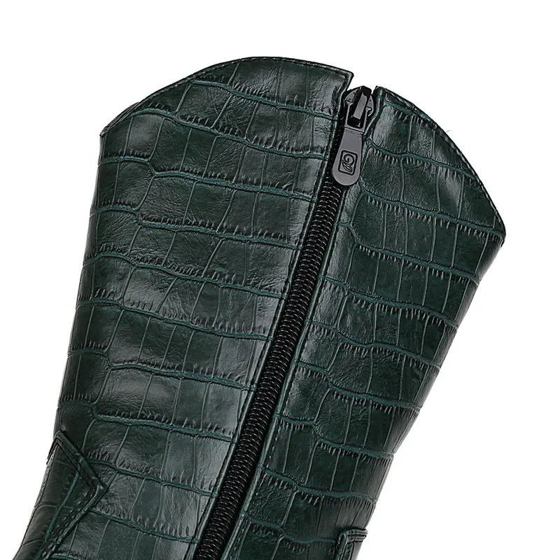 Fashion Stone Pattern Ladies Mid Calf Boots Spring Autumn Zipper Women Shoes Square High Heel PU Winter Large Size Knight Boots 
Fashion Stone Pattern Ladies Mid Calf Boots Spring Autumn Zipper Women Shoes Square High Heel PU Winter Large Size Knight Boots