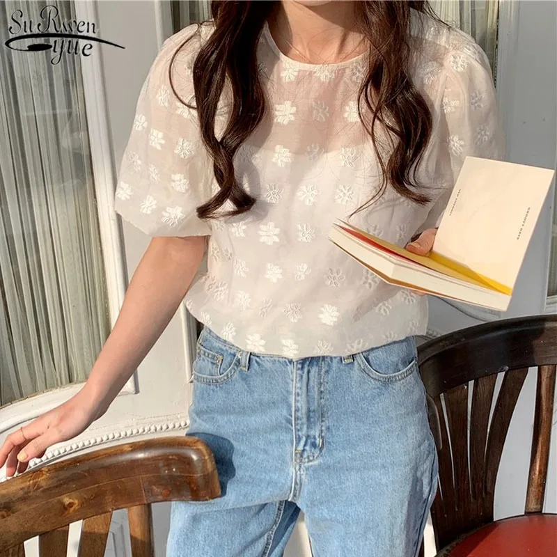 Fashion Elegant Embroidered Woman Blouses Summer Korean Chic Solid Top Female Puff Short Sleeve Loose Women Shirt 2 Pieces 14365
Fashion Elegant Embroidered Woman Blouses Summer Korean Chic Solid Top Female Puff Short Sleeve Loose Women Shirt 2 Pieces 14365