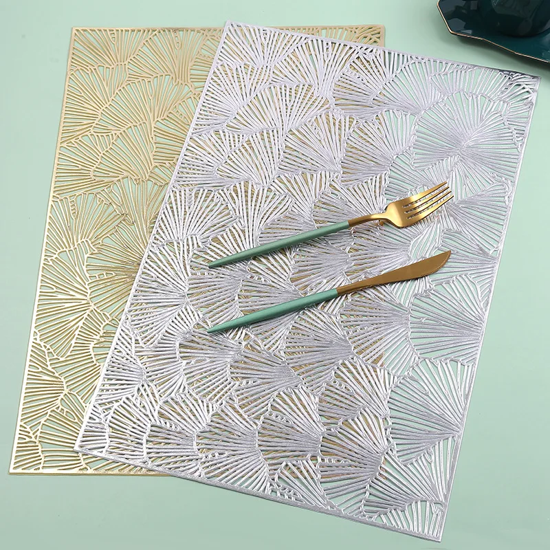 PVC Hollow Placemat Ginkgo Leaf Pattern Simple Household Insulation Pad Square Western Food Coaste Table Mats for Dining Table
PVC Hollow Placemat Ginkgo Leaf Pattern Simple Household Insulation Pad Square Western Food Coaste Table Mats for Dining Table