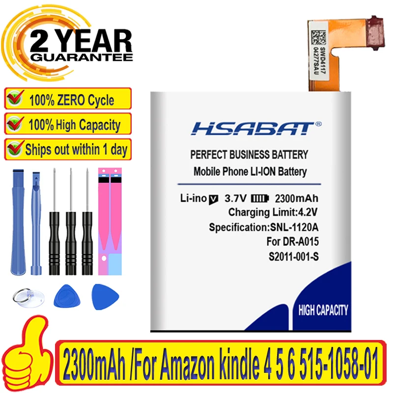 Новинка 100% аккумулятор HSABAT для amazon kindle 4 5 6 2300 515 01 фотосессия 1058 бесплатная