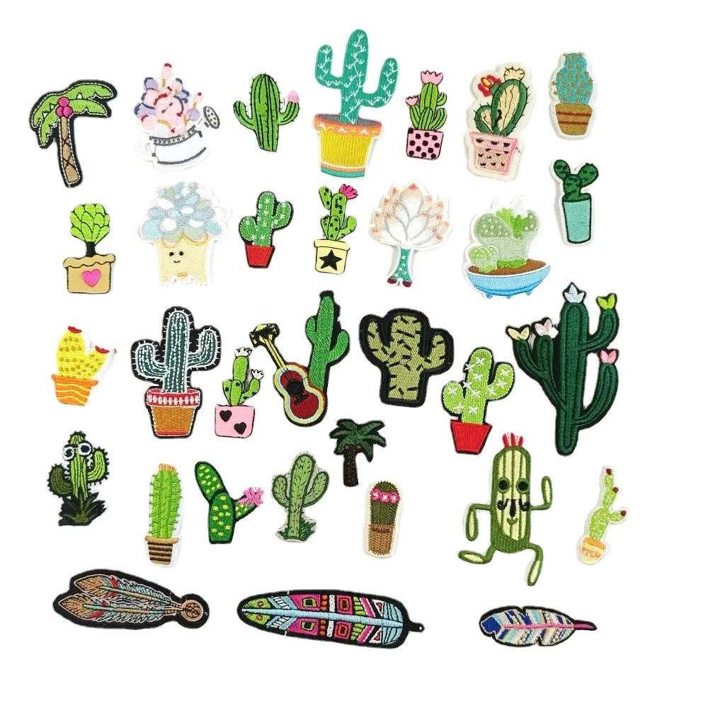 DIY iron-on embroidery cactus trees feather flower cartoon patches for clothing QR-22
DIY iron-on embroidery cactus trees feather flower cartoon patches for clothing QR-22