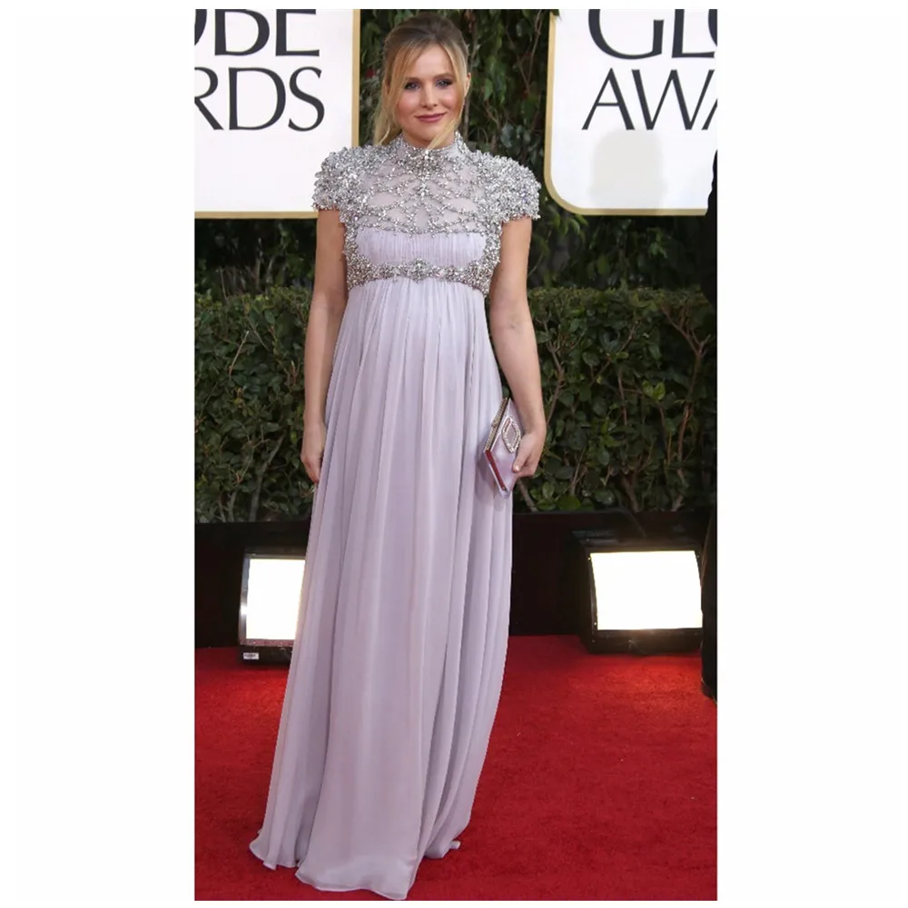 Fashion High Neck Long Evening Dresses Crystals Beading Short Sleeve Pleats Long Celebrity Formal Gowns For Pregnant Women
Fashion High Neck Long Evening Dresses Crystals Beading Short Sleeve Pleats Long Celebrity Formal Gowns For Pregnant Women