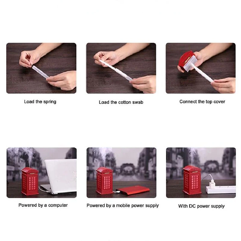 Ultrasonic Mist Maker Fogger Telephone Booth with 7 Color Changing LED Lamp Atomizer Car Mini USB Air Humidifier 300ML
Ultrasonic Mist Maker Fogger Telephone Booth with 7 Color Changing LED Lamp Atomizer Car Mini USB Air Humidifier 300ML