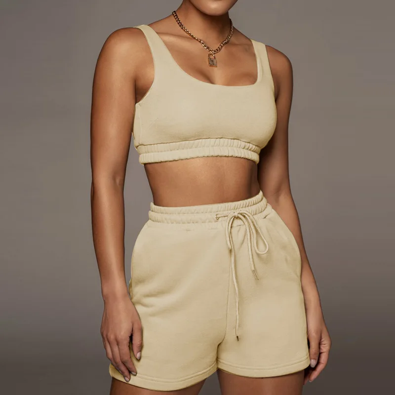 Casual Solid Sportswear Two Piece Sets Women 2021 Crop Top And Drawstring Shorts Matching Set Biker Summer Athleisure Outfits
Casual Solid Sportswear Two Piece Sets Women 2021 Crop Top And Drawstring Shorts Matching Set Biker Summer Athleisure Outfits