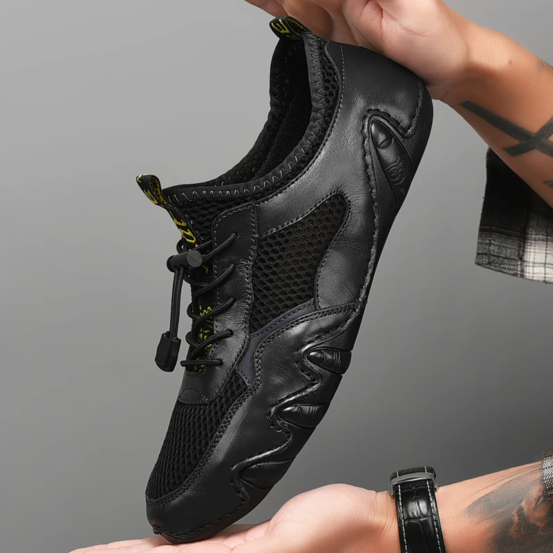 Men's Genuine Leather Flats Shoes Fashion Breathable Casual Shoes Outdoor Mesh Walking Loafers Lace Up Driving Shoes
Men's Genuine Leather Flats Shoes Fashion Breathable Casual Shoes Outdoor Mesh Walking Loafers Lace Up Driving Shoes