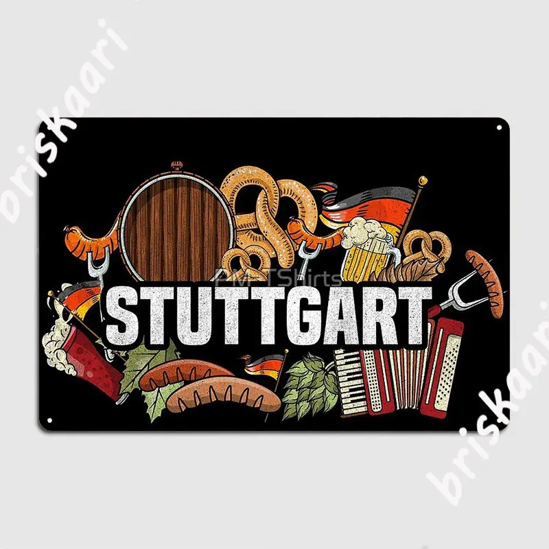 Стикер-плакат из металла Stuttgart Capital Baden Bcrttemberg для клуба, бара и интерьера стен.