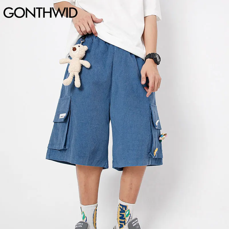 

Шорты-карго GONTHWID с множеством карманов, уличная одежда, короткие спортивные штаны в стиле хип-хоп, Мешковатые повседневные брюки до колен в ...