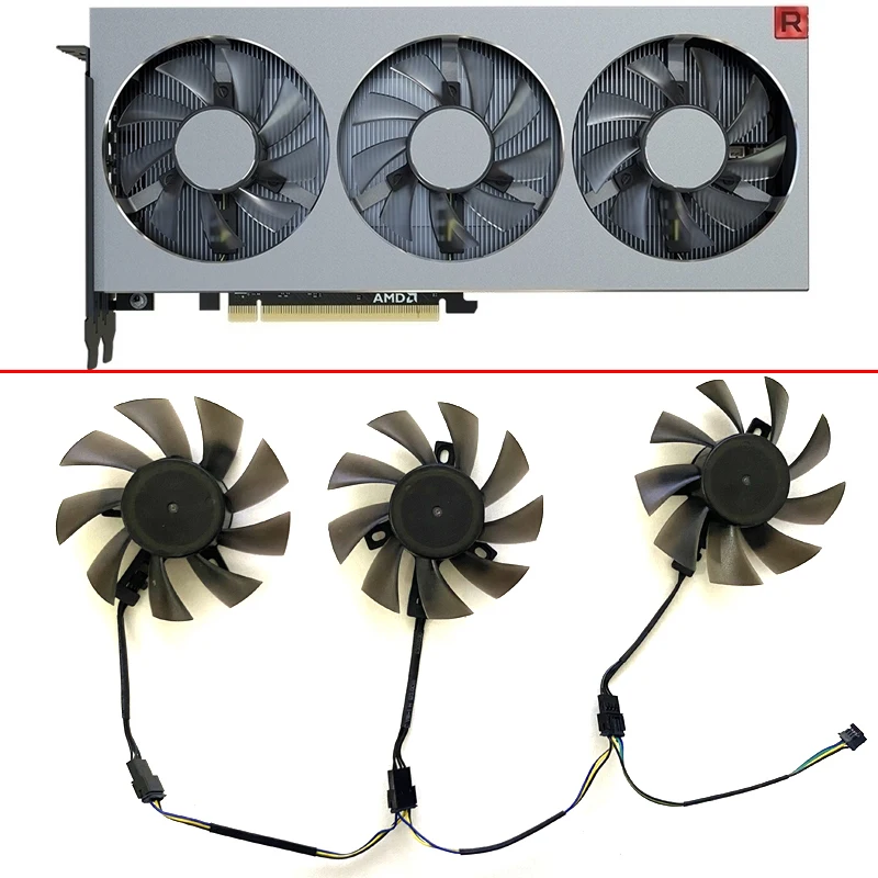 3 шт. 75 мм FD8015H12S FD7010H12S 4PIN 12V 0.35AMP RadeonVII охлаждающий вентилятор GPU для XFX AMD Radeon VII