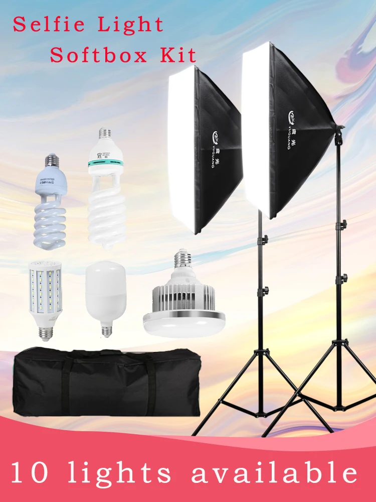 Photo Studio 50x70CM Softbox Lighting Kits Photography Accessories with E27 LED Lamp Bulbs 2M Tripod for Video Photo Shooting
Photo Studio 50x70CM Softbox Lighting Kits Photography Accessories with E27 LED Lamp Bulbs 2M Tripod for Video Photo Shooting