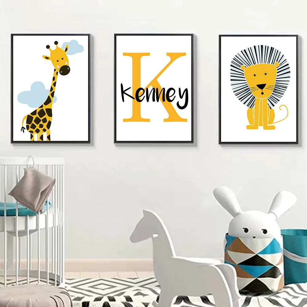 Cartoon Animal Giraffe Lion Wall Art Print Baby Custom Name Canvas Poster Nursery Wall Painting Children Nordic Boys Room Decor
Cartoon Animal Giraffe Lion Wall Art Print Baby Custom Name Canvas Poster Nursery Wall Painting Children Nordic Boys Room Decor