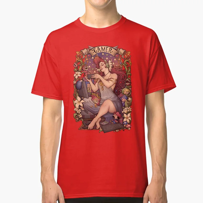 Геймерская футболка для девочек Nouveau art nouveau геймерская игра в игры Шпилька