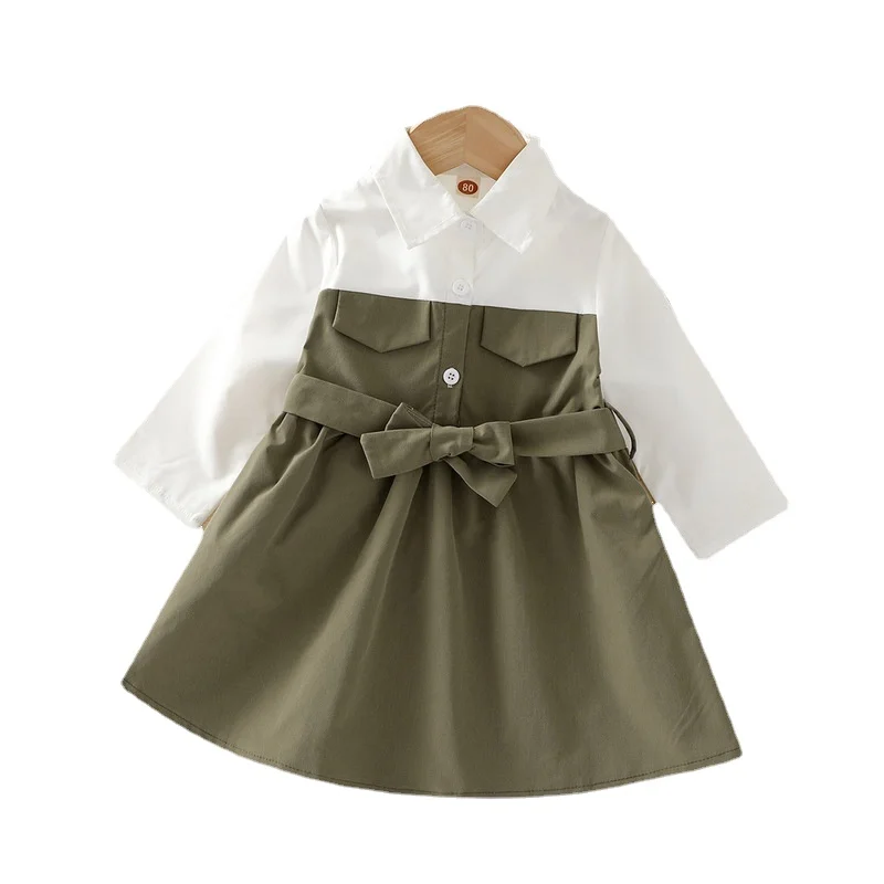 Newborn Princess Fashion Patchwork Full Sleeve Lapel Belt Knee-length Dress Infant Kids Baby Girls Tooling Clothes 0-24M
Newborn Princess Fashion Patchwork Full Sleeve Lapel Belt Knee-length Dress Infant Kids Baby Girls Tooling Clothes 0-24M