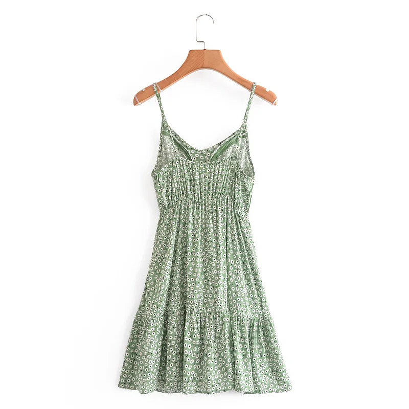 2021 summer new style European and American style rayon watermarked floral waist hollow elastic suspender skirt
