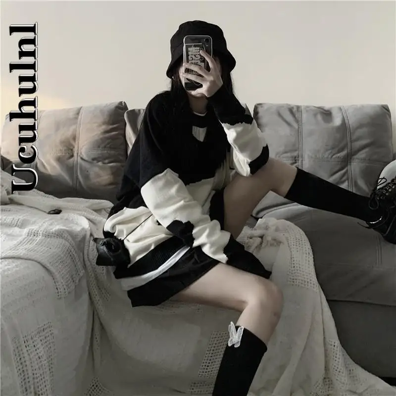 Ucuhulnl Pullovers Women Patchwork Thicker Loose Korean Ins Jumpers All-match Soft Elasticity Casual Harajuku Stylish
Ucuhulnl Pullovers Women Patchwork Thicker Loose Korean Ins Jumpers All-match Soft Elasticity Casual Harajuku Stylish