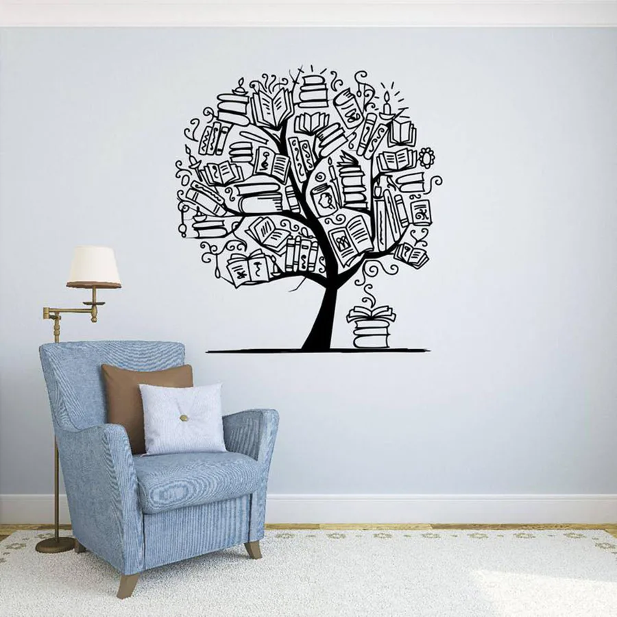 

Tree with Books Wall Decal Bookstore Library Vinyl Sticker Education Home Art Design Murals Classroom Interior Decoration S545
