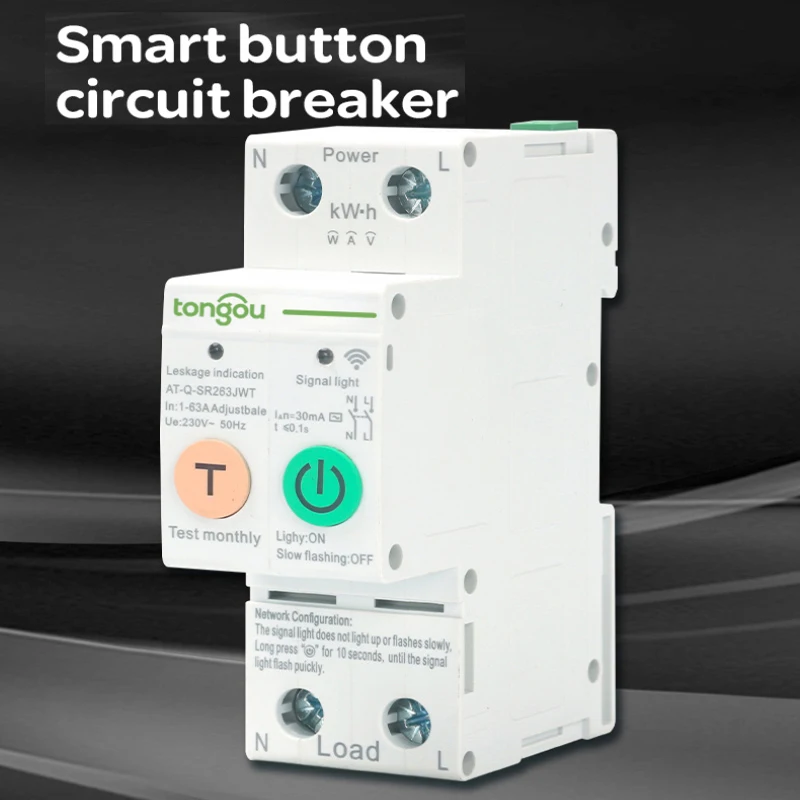 

Single Phase WIFI Smart Energy Meter Leakage Protection 1-63A Adjustable Remote Read KWh Meter Wattmeter Voice Control Alexa