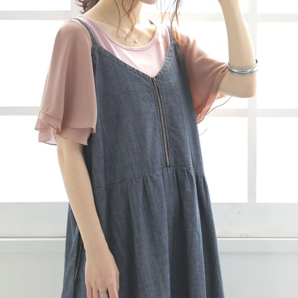 2021 Summer Korean Fashion Solid Color Zipper V-neck Cowboy Women's Dress Loose Casual Simple Thin Temperament
2021 Summer Korean Fashion Solid Color Zipper V-neck Cowboy Women's Dress Loose Casual Simple Thin Temperament