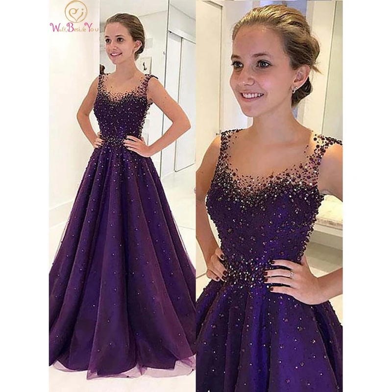 Purple A-line Evening Dresses 2019 New O-Neck Robe De Soiree Elegant Floor Length Long Luxury Crystal Sleeveless Robe Prom Gowns
Purple A-line Evening Dresses 2019 New O-Neck Robe De Soiree Elegant Floor Length Long Luxury Crystal Sleeveless Robe Prom Gowns