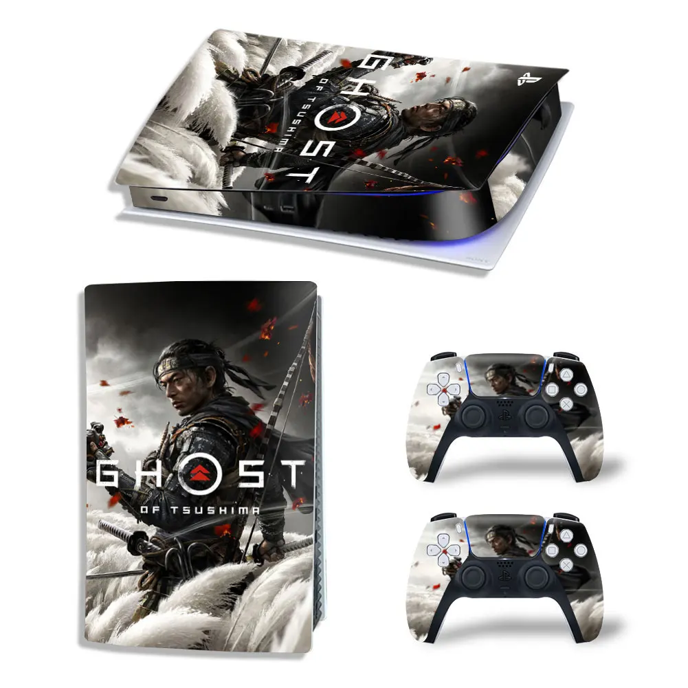 Tsushima Game PS5 disk digital editon decal skin sticker for Console and two Controllers Vinyl stickers | Электроника