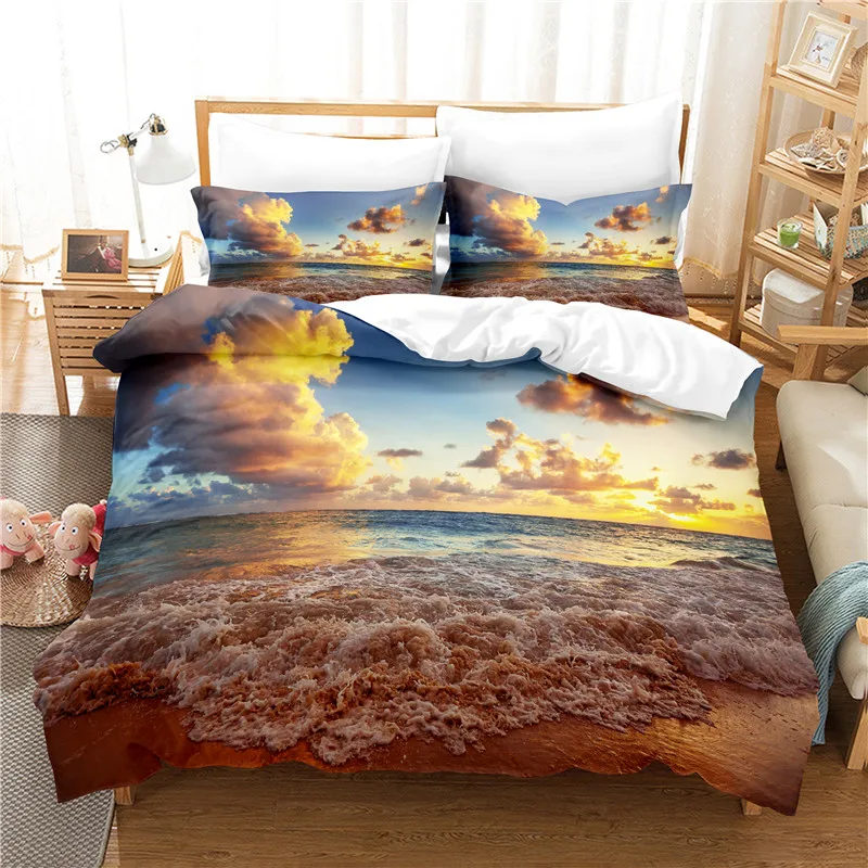 Seaside Beach Bedding Set Duvet Cover Set 3d Bedding Digital Printing Bed Linen Queen Size Bedding Set Fashion Design 
Seaside Beach Bedding Set Duvet Cover Set 3d Bedding Digital Printing Bed Linen Queen Size Bedding Set Fashion Design