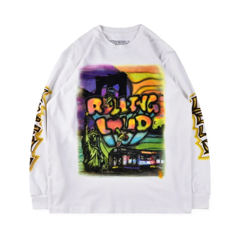 Travis Scott cactus Jack co branded hand painted graffiti long sleeve T-shirt
Travis Scott cactus Jack co branded hand painted graffiti long sleeve T-shirt
