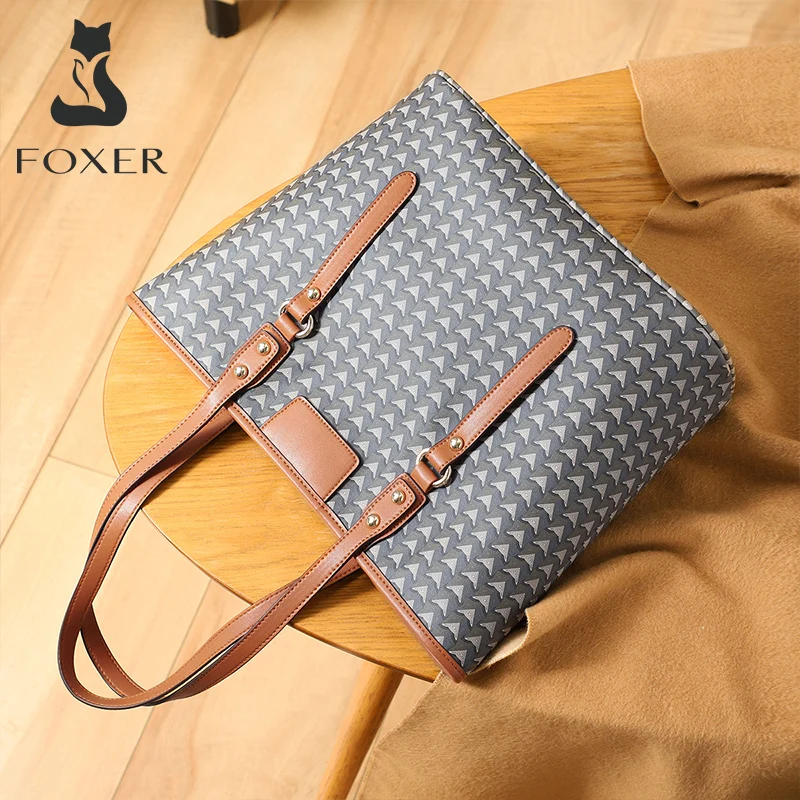 FOXER Brand LOGO Bag Women PVC Leather Big Tote Commute Lady Large Capacity Shoulder Purse Mother's HandBag Light Shopping Bag
FOXER Brand LOGO Bag Women PVC Leather Big Tote Commute Lady Large Capacity Shoulder Purse Mother's HandBag Light Shopping Bag