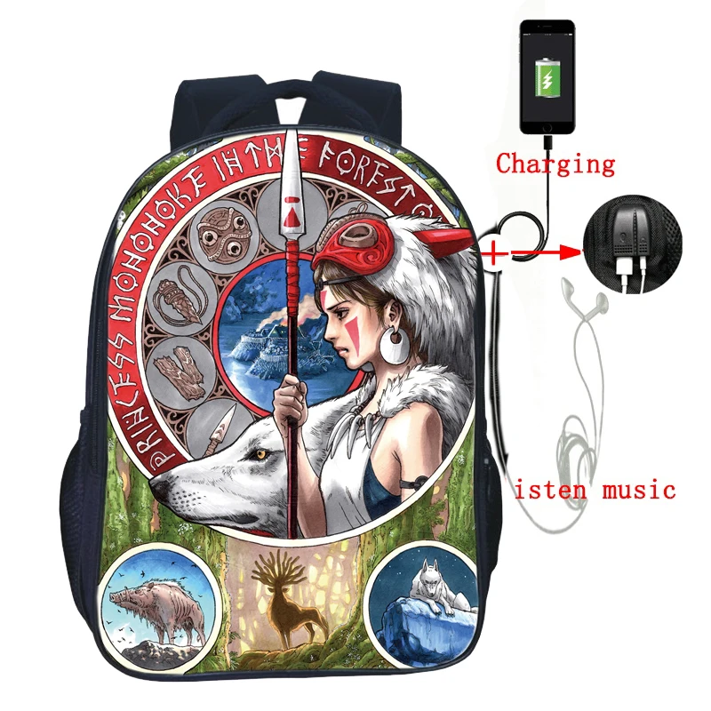 USB Backpack for Teenager Princess Mononoke Howl's Moving Castle USB Charge Backpacks Boy Girl School Bags Mens Laptop Knapsack
USB Backpack for Teenager Princess Mononoke Howl's Moving Castle USB Charge Backpacks Boy Girl School Bags Mens Laptop Knapsack