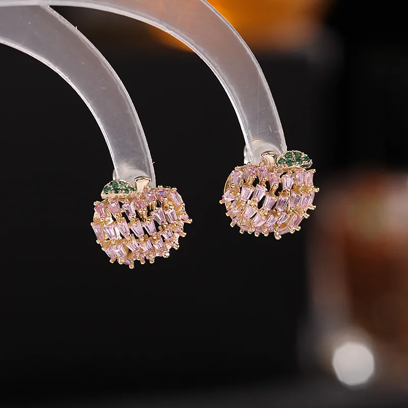 

Summer Trend Sweet Fruit Ear Studs Designer Statement Pineapple Earring Cubic Zirconia Luxury Stud Earings Brand Jewelry