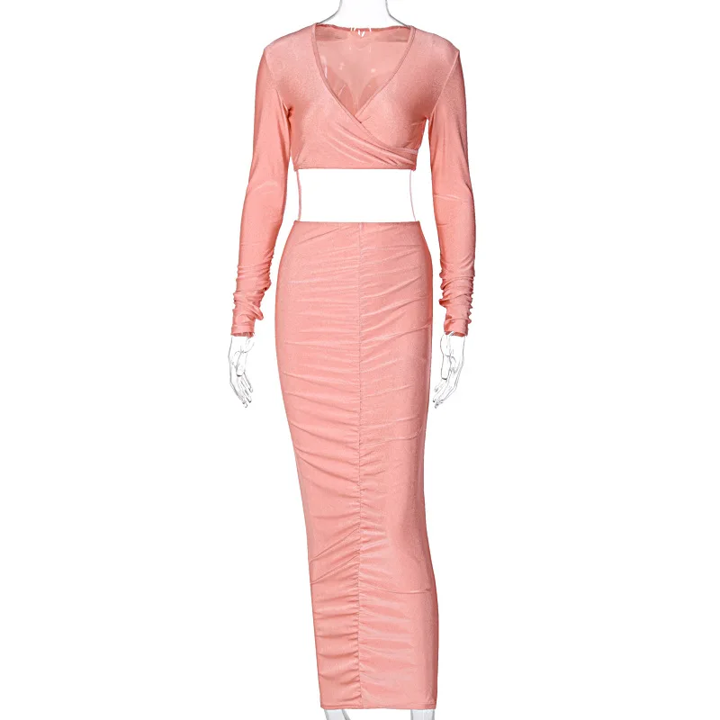 Hotvestita 2021 Women Casual Two Piece Set Spring Autumn Sexy V Neck Long Sleeve Crop Top Bodycon Maxi Skirt Party Matching Sets
Hotvestita 2021 Women Casual Two Piece Set Spring Autumn Sexy V Neck Long Sleeve Crop Top Bodycon Maxi Skirt Party Matching Sets