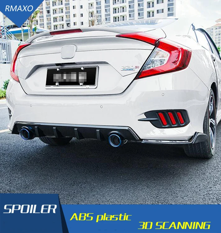 Задний спойлер для 16 Civic 3 дюйма диффузор заднего бампера из АБС пластика Honda