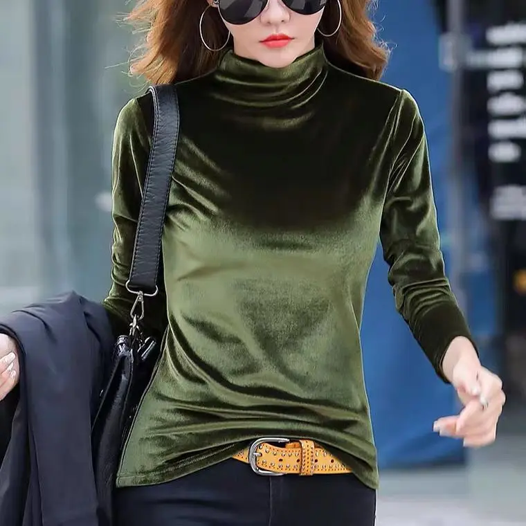 Winter Turtleneck Velvet T Shirt Women Casual Elegant Solid Autunm Tops Fashion 2022 Spring Long Sleeve T Shirt -
Winter Turtleneck Velvet T Shirt Women Casual Elegant Solid Autunm Tops Fashion 2022 Spring Long Sleeve T Shirt -