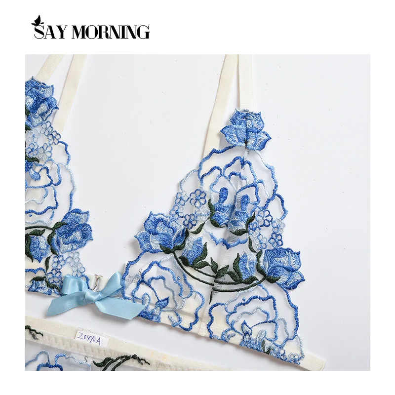 SAY MORNING New women's lace embroidery garter belt sexy underwear set perspective comfortable bra set sexy thong lingerie set 
SAY MORNING New women's lace embroidery garter belt sexy underwear set perspective comfortable bra set sexy thong lingerie set