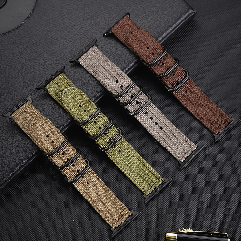 Ремешок нейлоновый на Apple Watch Band Series 7 6543 мужской спортивный браслет 44 мм 42 41 45 38 40