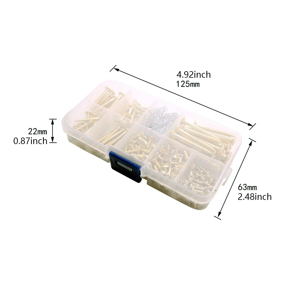 226pcs For Pickup Guitar Screw Kit 9 Types Metal Gold Repair Tool Assortment With Springs Practical Replacement Parts Portable
226pcs For Pickup Guitar Screw Kit 9 Types Metal Gold Repair Tool Assortment With Springs Practical Replacement Parts Portable
