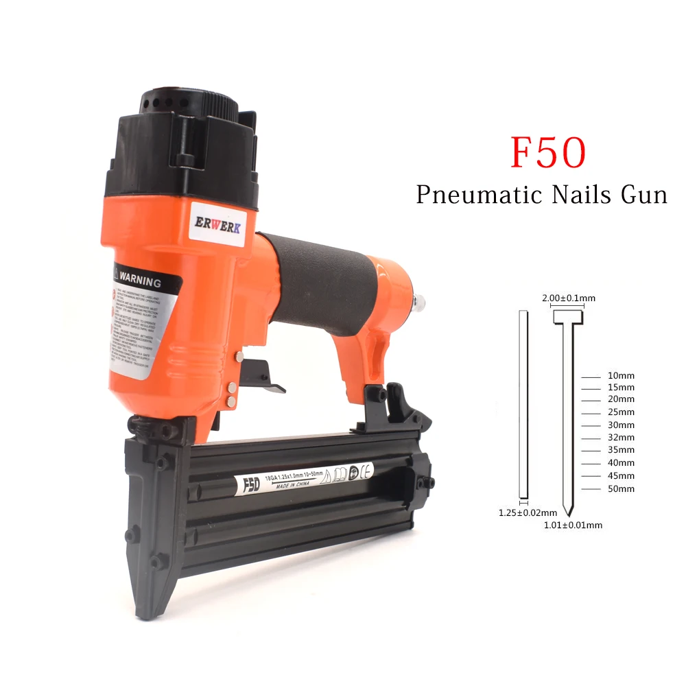 F50 Pneumatic Nails Gun Set 3/4 Inch To 2 Inch 18Ga Air Brads Nailer Gun For Woodworking
F50 Pneumatic Nails Gun Set 3/4 Inch To 2 Inch 18Ga Air Brads Nailer Gun For Woodworking