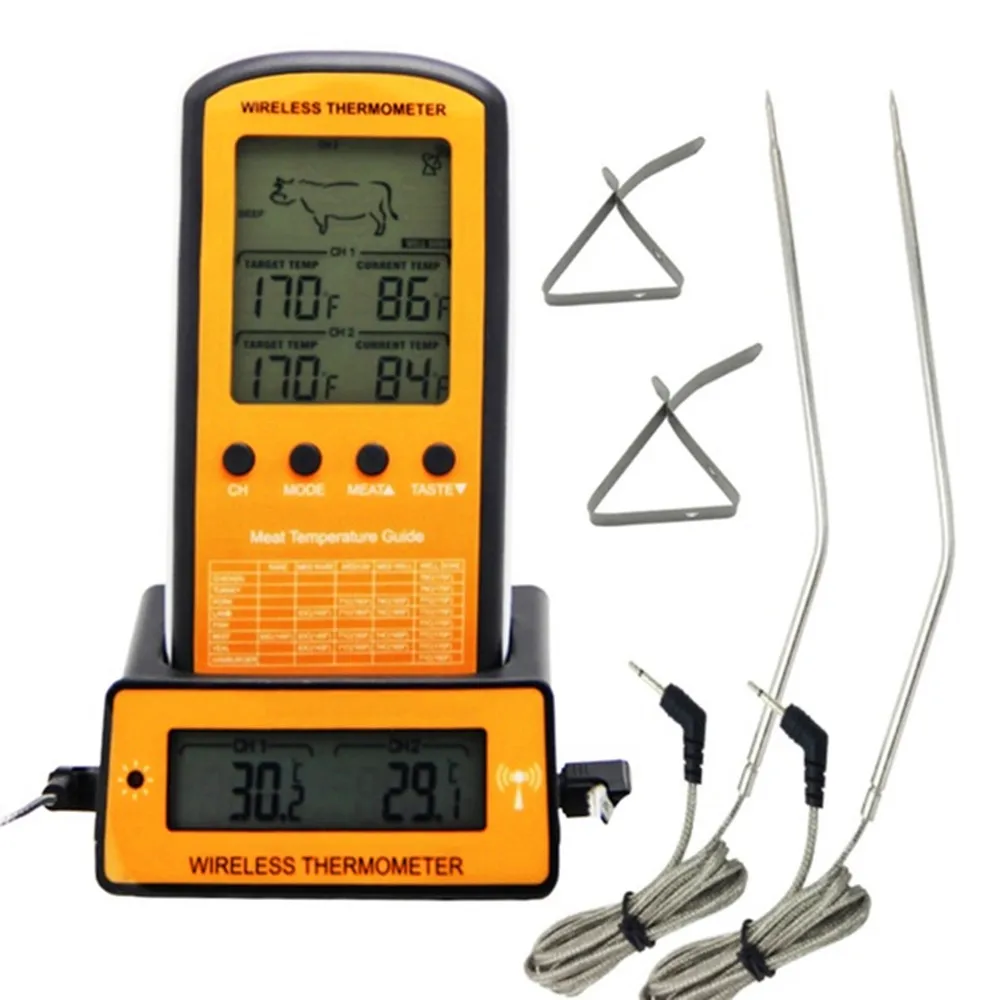 Wireless Digital Meat Thermometer For Grilling Smoker BBQ Oven Thermometer With Dual Probe Kitchen Cooking Food Thermometer
Wireless Digital Meat Thermometer For Grilling Smoker BBQ Oven Thermometer With Dual Probe Kitchen Cooking Food Thermometer