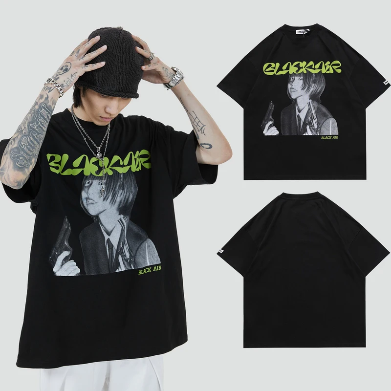Mens Gun Girl Letter Print Couple T Shirt Unisex Hiphop Short Sleeve Shirt 2021 Summer O-Neck Oversize T shirts 100%Cotton Tops
Mens Gun Girl Letter Print Couple T Shirt Unisex Hiphop Short Sleeve Shirt 2021 Summer O-Neck Oversize T shirts 100%Cotton Tops