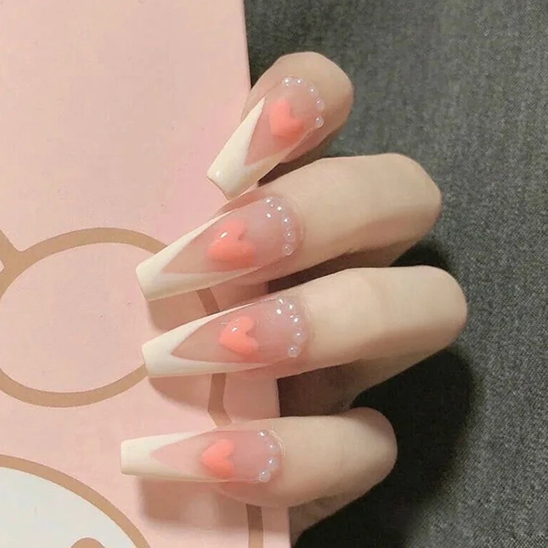 Newly 24pcs Love Heart Printed Nails Patch Glue Type Long Paragraph Fashion Removable Manicure False Nail Patch
Newly 24pcs Love Heart Printed Nails Patch Glue Type Long Paragraph Fashion Removable Manicure False Nail Patch