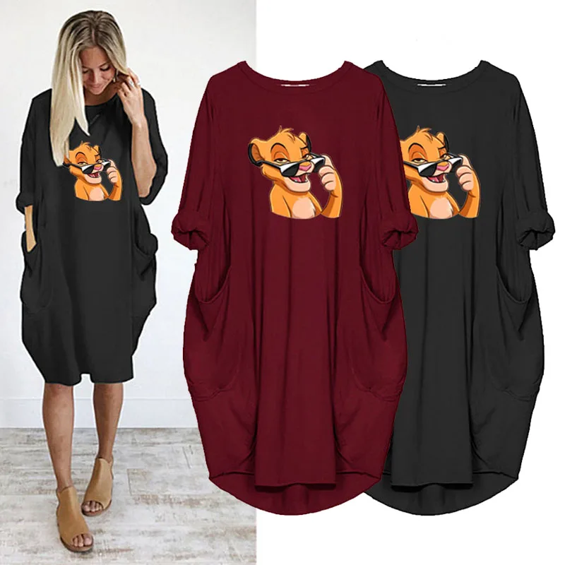 The Lion King Disney Women Midi Dresses Cartoon Print Robe Femme Beach Dress Casual Loose Long Sleeve Pocket Vestidos Female
The Lion King Disney Women Midi Dresses Cartoon Print Robe Femme Beach Dress Casual Loose Long Sleeve Pocket Vestidos Female