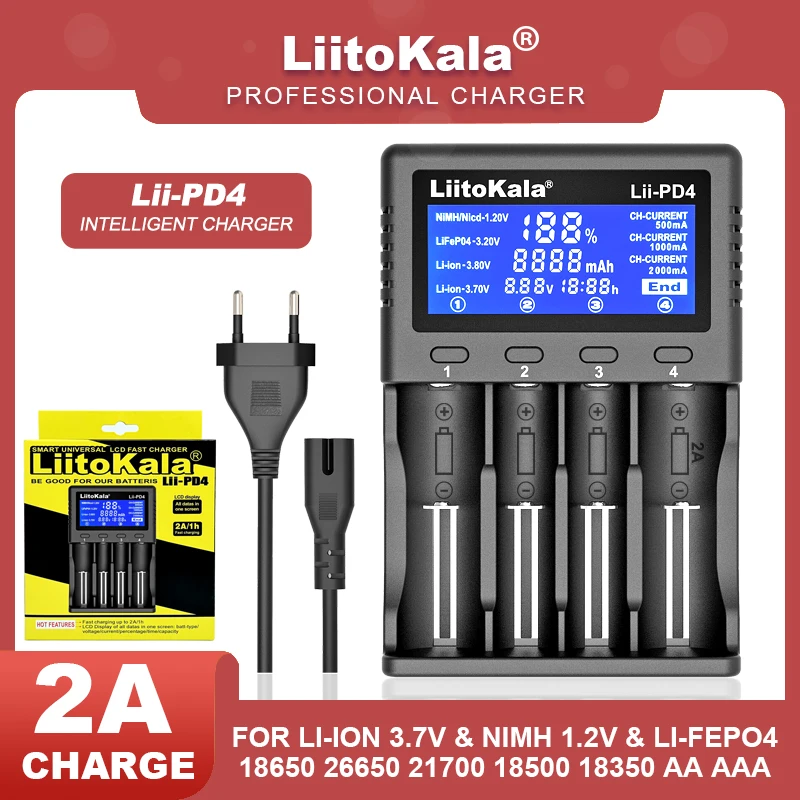 Liitokala Lii-500 Lii-PD4 Lii-500S Lii-PD2 LCD 3.7V 18650 18350 18500 21700 20700B 20700 26650 AA NiMH lithium-battery Charger
Liitokala Lii-500 Lii-PD4 Lii-500S Lii-PD2 LCD 3.7V 18650 18350 18500 21700 20700B 20700 26650 AA NiMH lithium-battery Charger