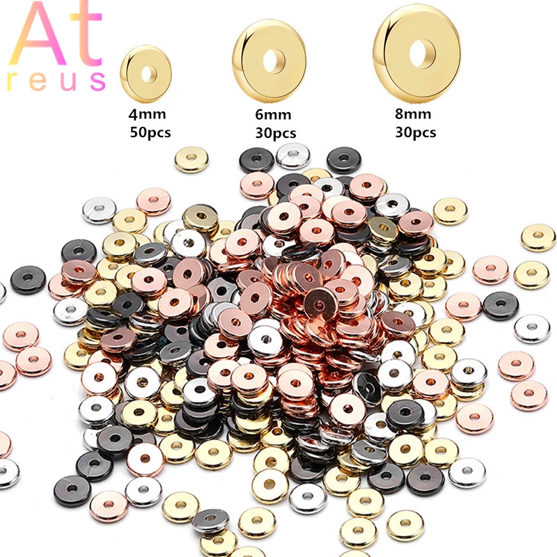 30/50pcs 4 6 8mm Coin Spacer copper beads Gold/Silver color flat round Loose beads for Jewelry bracelet Necklace making DIY
30/50pcs 4 6 8mm Coin Spacer copper beads Gold/Silver color flat round Loose beads for Jewelry bracelet Necklace making DIY