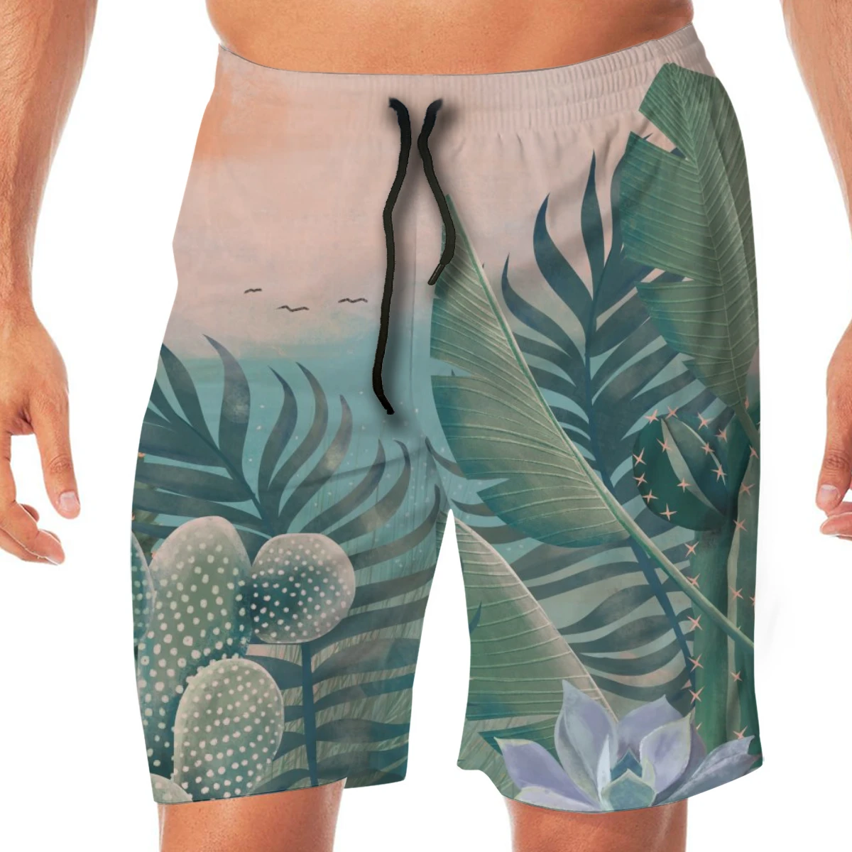 

Jungle Paradise Men's Beach Pants Quick Drying Beach Shorts Swimming Surfing Boating Water Sports Trunks Loose Swimwear Shorts