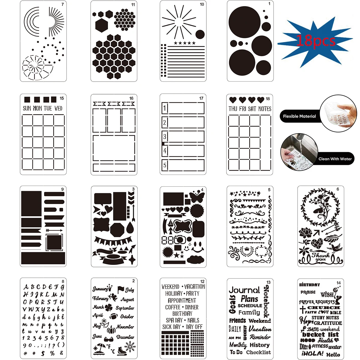 18pcs Happy Planner Stickers Custom-designed Supplies Ultimate Productivity Journal Stencil Set Diy Templates To Create Calendar
18pcs Happy Planner Stickers Custom-designed Supplies Ultimate Productivity Journal Stencil Set Diy Templates To Create Calendar